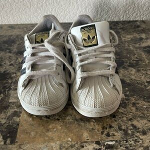 Adidas 3 Stripe Superstar Lace Up White Black Sneakers